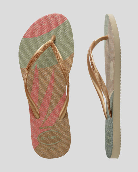 Havaianas Girl’s Slim Palette Glow Mini Me Flip Flop, Sand Grey Golden | Damaged Packaging
