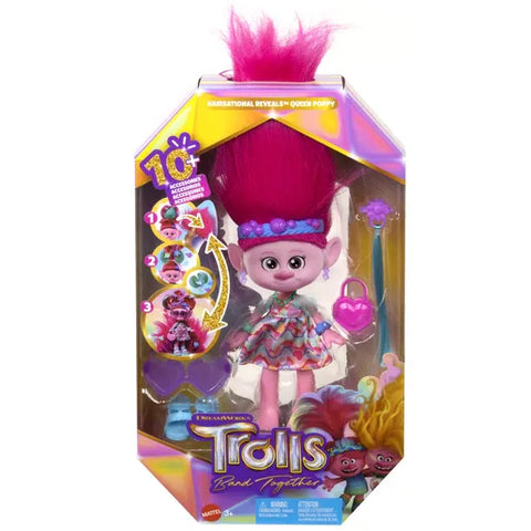 Mattel Trolls Band Together Queen Poppy Hairsational Reveals Doll