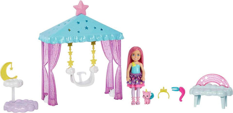 Barbie Dreamtopia Chelsea Small Doll and Accessories, Playset with Gazebo Swing