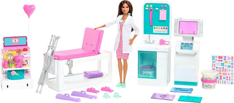 Barbie Fast Cast Clinic Playset with Barbie Doctor Doll | Damaged Packaging