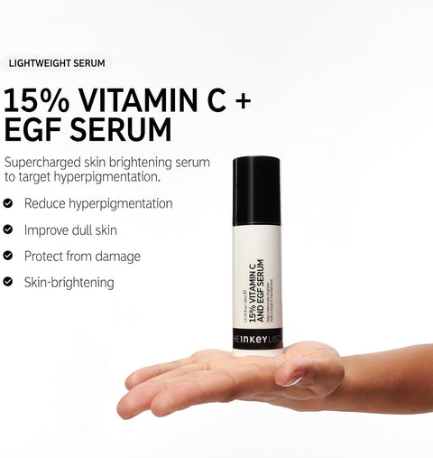 The INKEY List 15% Vitamin C and EGF Serum Helps to Intensively Brighten All Skin Types - 30ml