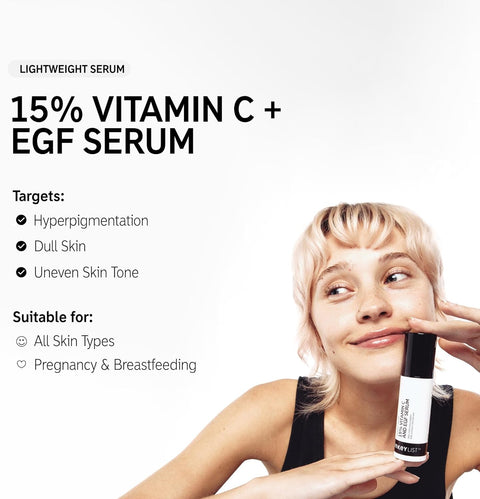 The INKEY List 15% Vitamin C and EGF Serum Helps to Intensively Brighten All Skin Types - 30ml