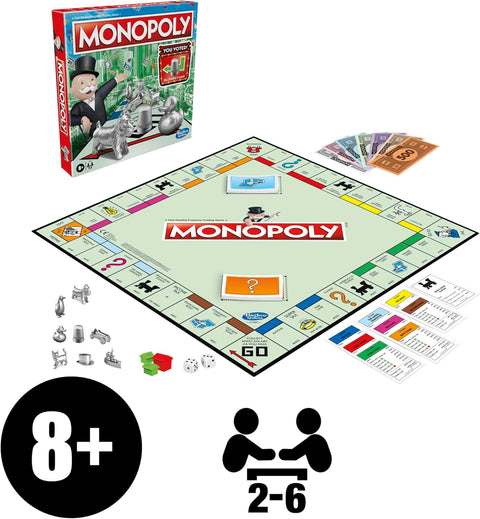 Monopoly Board Game, Family Time Games for Adults and Children, 2 to 6 Players