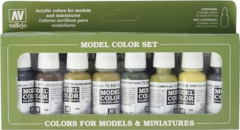 Vallejo Miniature Paint Set, AV Vallejo Model Color Panzer Colours Acrylic Paint Set - Assorted Colours - 17ml (Pack of 8)