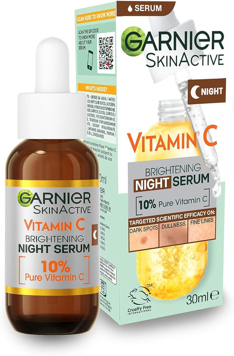 Garnier Night Serum, 10% Pure Vitamin C & Hyaluronic Acid - 30ml