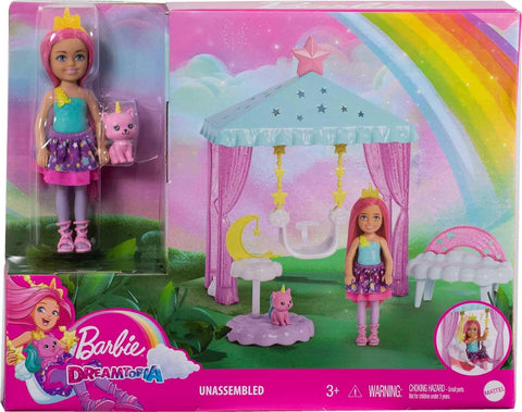 Barbie Dreamtopia Chelsea Small Doll and Accessories, Playset with Gazebo Swing