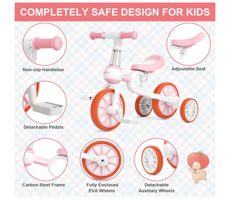 YMINA Children's Tricycle - Pink | Clearance