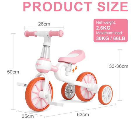 YMINA Children's Tricycle - Pink | Clearance