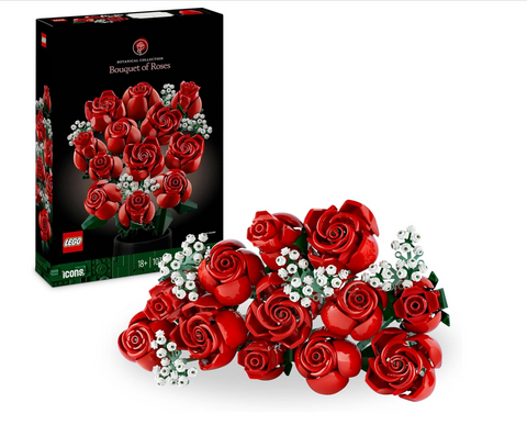 LEGO 10328 Icons Bouquet of Roses, Artificial Flowers Set for Adults