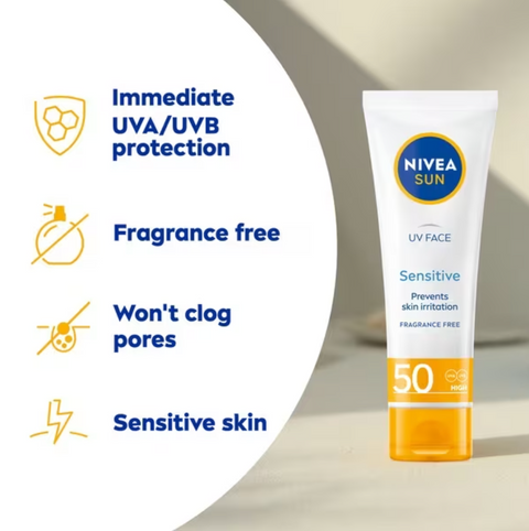 NIVEA SUN UV Face Soothing Senstitive Sun Cream spf50 50ml