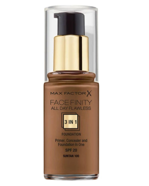 Max Factor X Facefinity 3-in-1 All Day Flawless Flexi-Hold Foundation, Suntan 100 - 30ml