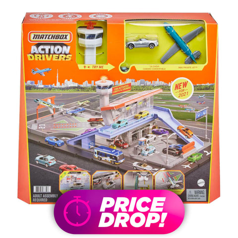 Matchbox Action Drivers AIrport Adventure Playset, Toy Car & Toy Plane in 1:64 Scale