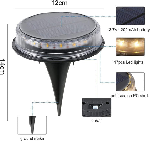 Decdeal Solar Ground Lights LED Warm Light Outdoor Solar Disk Lights IP65 8pcs