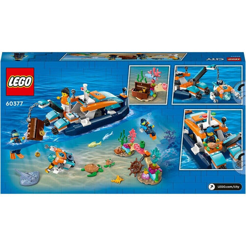 LEGO 60377 City Explorer Diving Boat Toy Mini-Submarine Shark Crab