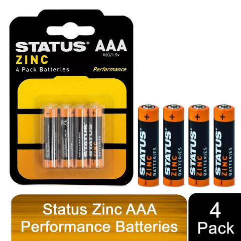 Status Zinc AAA Performance Batteries - Pack 4 | Clearance