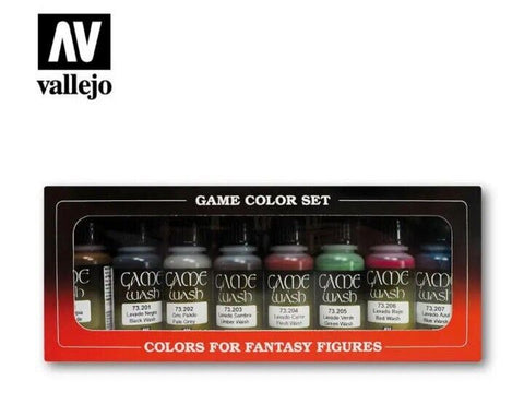 Vallejo Game Color Set, AV Vallejo - Color Washes Lavados Set - 17ml (Pack of 8)