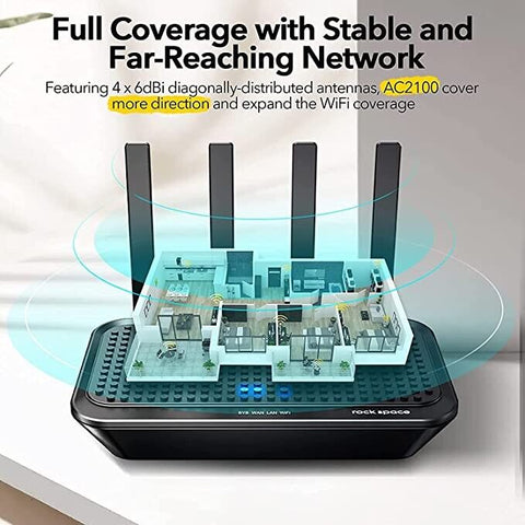 Rock Space AC2100 MU-MIMO Dual Band Wi-Fi Router - 2100Mbps | Damaged Packaging