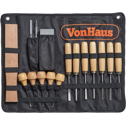 VonHaus 16pc Wood Carving Tool Set