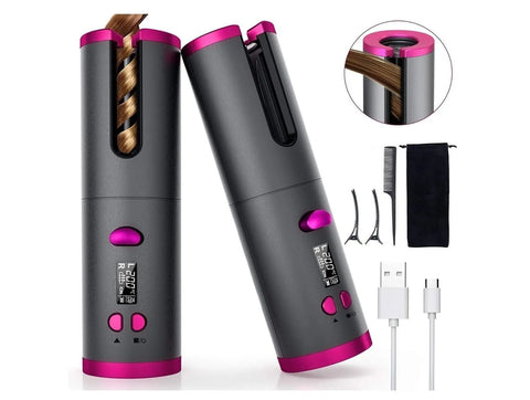 Cordless Automatic Hair Curlers Auto Rotating Wireless Curling Ceramic Wand
